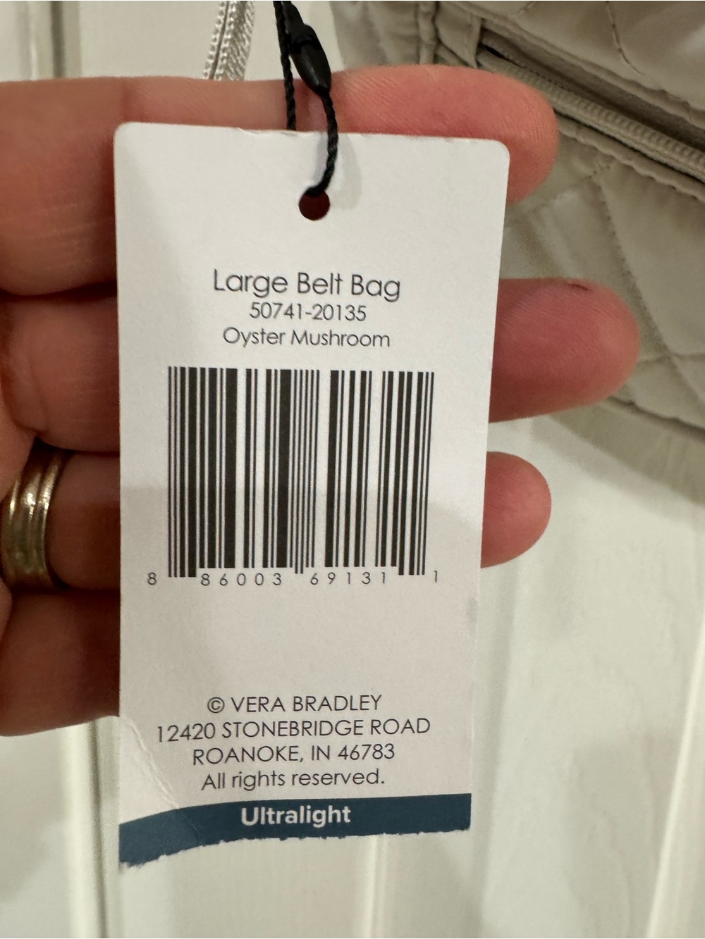 Vera Bradley Quilted Light Gray Belt Bag - Picture 6 of 7